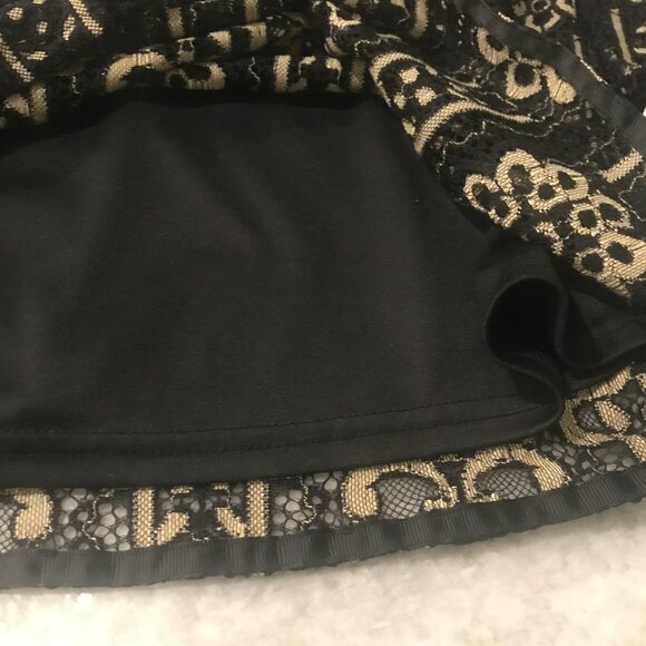 Calessa Shirt Womens Large Black Beige Lace Tunic V Neck Lined Bohemian Western - Picture 8 of 9